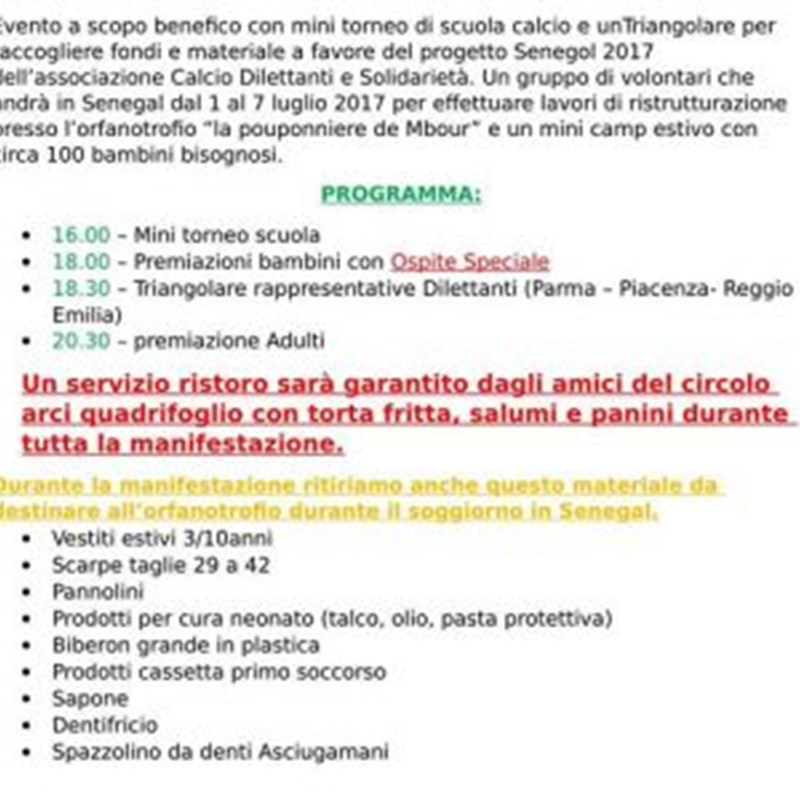 Banchetto benefico per senegol 2017